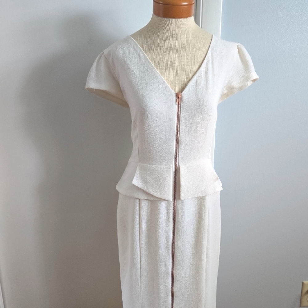 Elegant Cream Peplum Dress